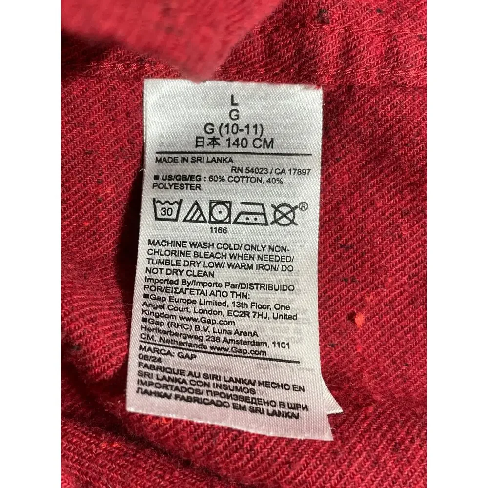 Gap Boys Kids Red Long Sleeve Cotton Casual Button Down Shirt Top Size L 10yo